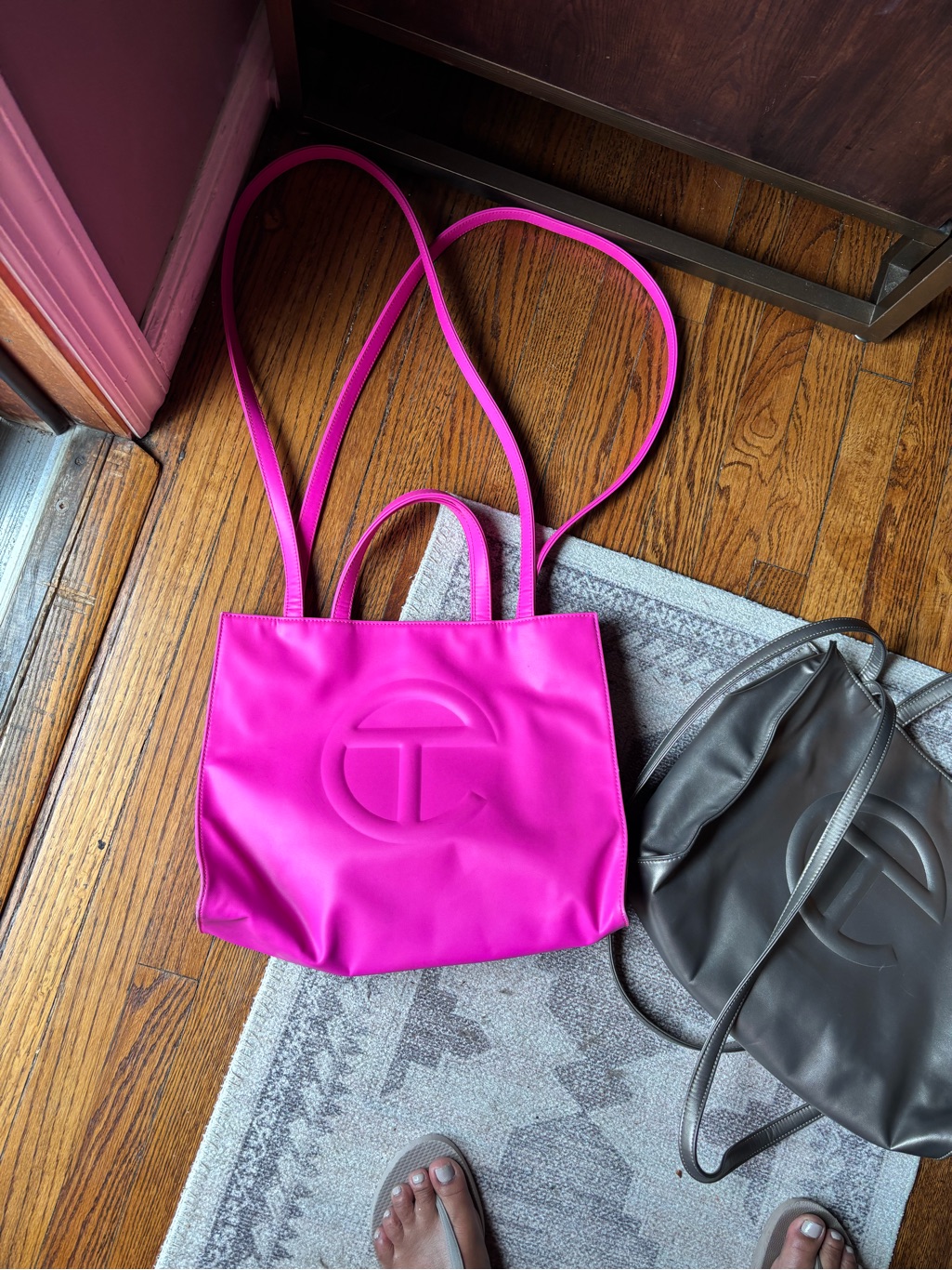 Telfar Azalea Pink And Bronze Medium Shopping Totes